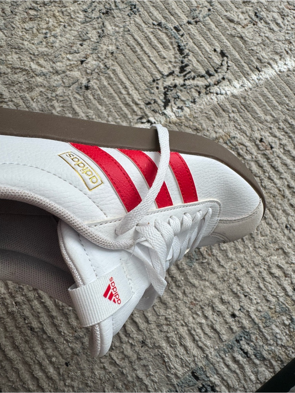 adidas Women’s White Sneakers with Red Three-Stripes - Picture 7 of 7